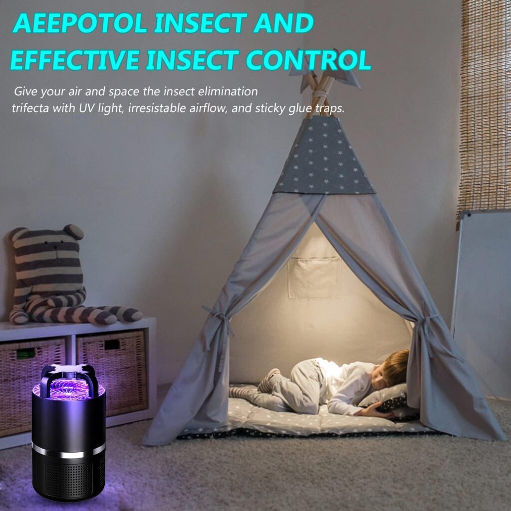 Bug Zapper, Indoor Insect Trap with UV Light, Strong Sunction and Sticky Boards Fruit Fly Traps for Fruit Flies, Mosquito, Gants in Kitchen  Home