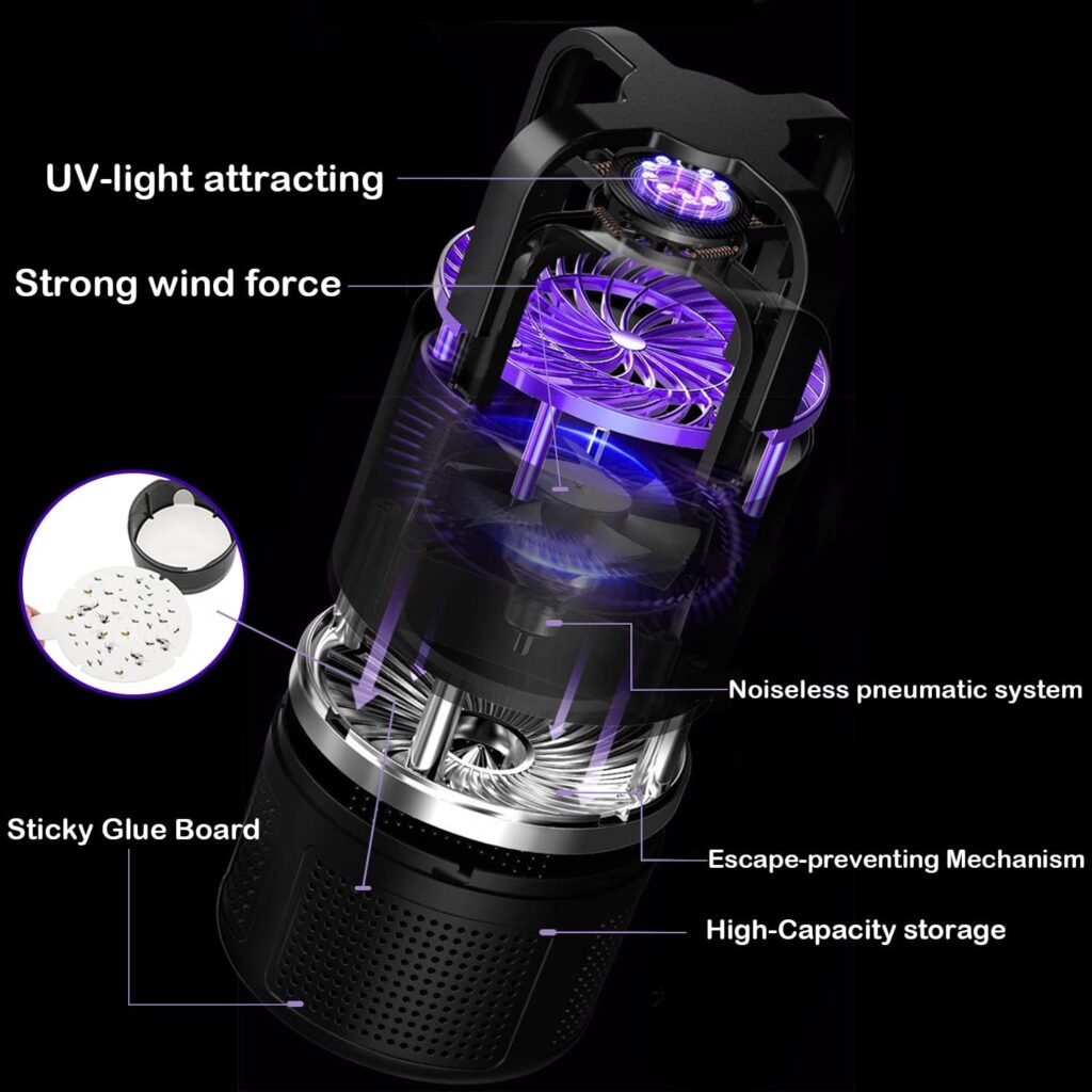 Bug Zapper, Indoor Insect Trap with UV Light, Strong Sunction and Sticky Boards Fruit Fly Traps for Fruit Flies, Mosquito, Gants in Kitchen  Home