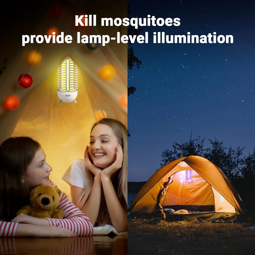 Bug Zapper Outdoor Wireless Mosquito Zapper Indoor Portable Camping Bug Zapper 2500mAh Electric Trap Ideal for Fly Traps (White)