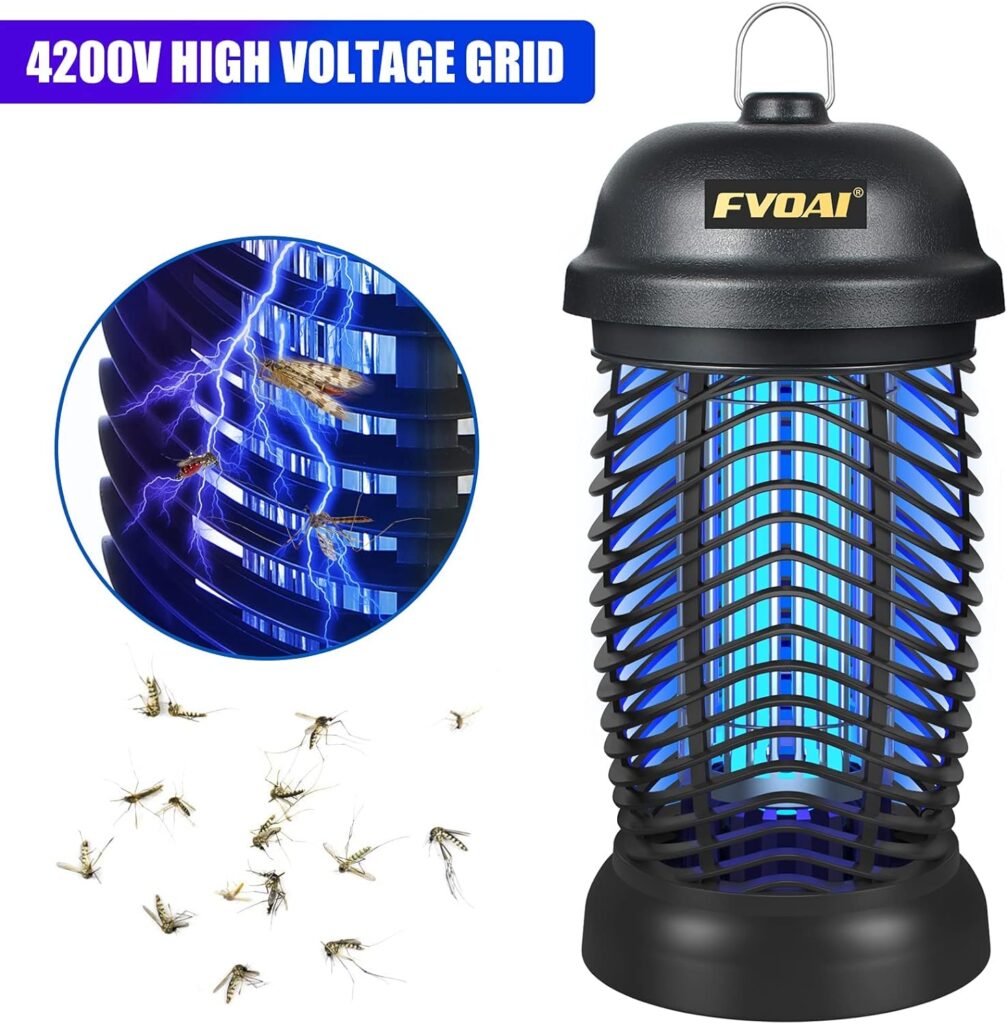 FVOAI Bug Zapper Outdoor, Electronic Mosquito Zapper Fly Zapper for Outdoor and Indoor (Black)