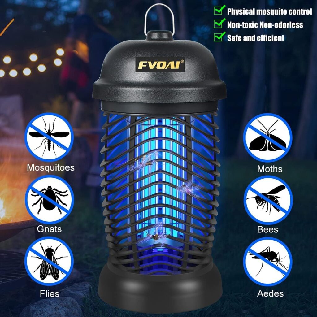 FVOAI Bug Zapper Outdoor, Electronic Mosquito Zapper Fly Zapper for Outdoor and Indoor (Black)
