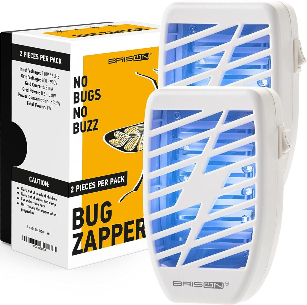 Indoor Bug Zapper Fly Zapper Mosquitos Zapper - Electric Portable Plug in Home Insects Zapper for removes Insects Mosquitos Files Bugs Gnats Moths - White