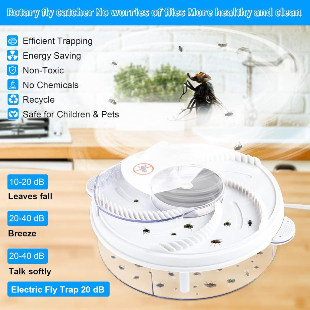 Electric Fly Trap Fly Trap Pest Device Gnat Flying Insect Trap Automatic Indoor Fly Trap Fly Catcher Pest Control Traps Pest Reject Control Catcher Insect Repellents Tools for Patios Ranch (2 Pcs)