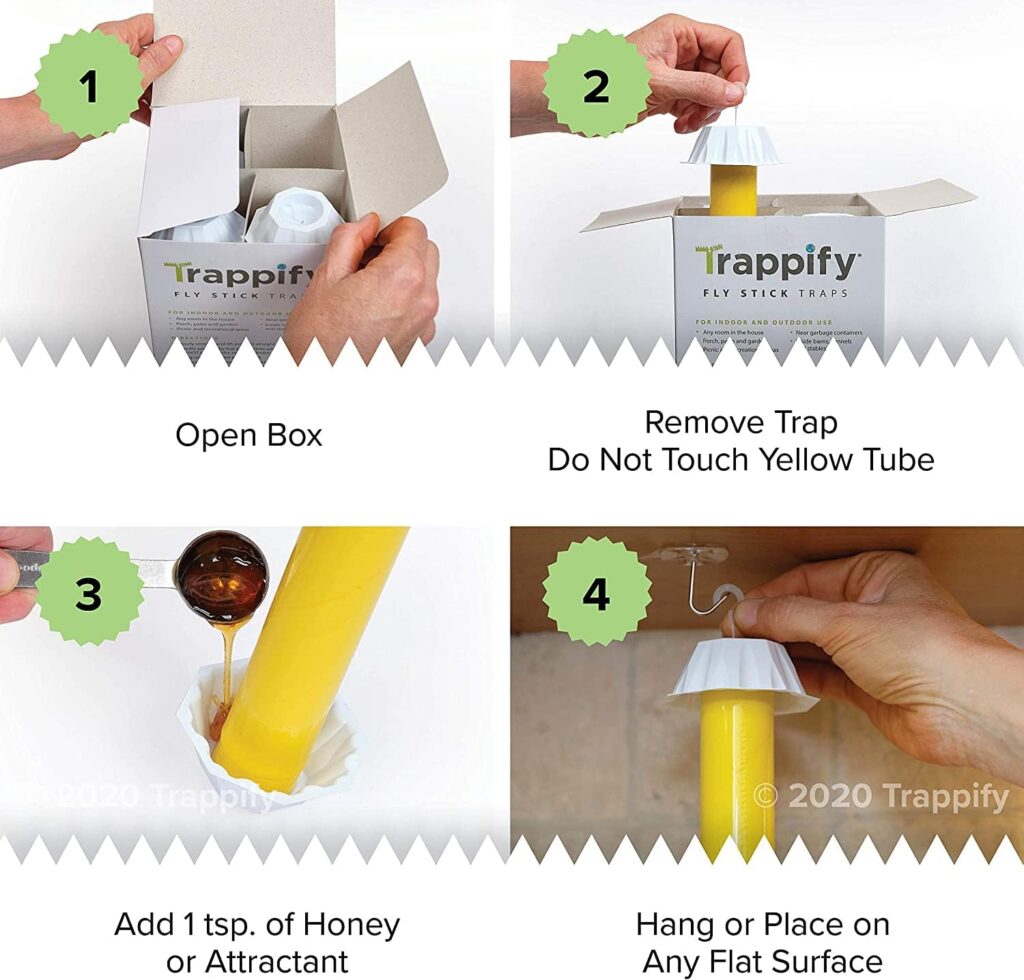 Trappify Hanging Fly Traps Outdoor: Fruit Fly Traps for Indoors | Fly Catcher, Gnat, Mosquito,  Flying Insect Catchers for Inside Home - Disposable Sticky Fly Trap for Indoor House Pest Control
