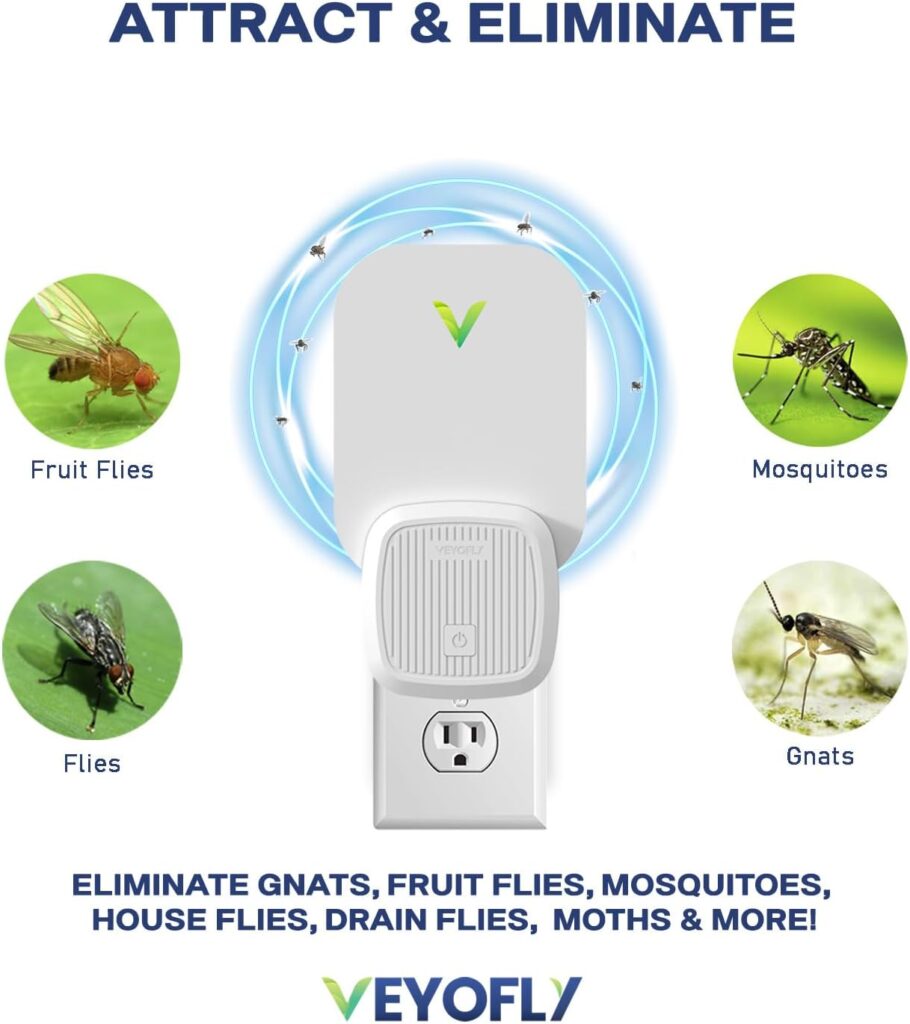 VEYOFLY, Flying Insect Trap, Insect Catcher, Indoor Fly Trap, Safer Home, Fruit Fly Traps for Indoors, gnat Killer Indoor, Bug Killer, Insect Killer (Pack of 2 - White)